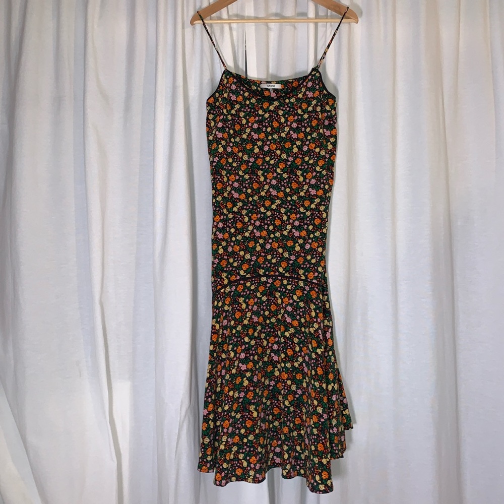GANNI silk slip midi dress